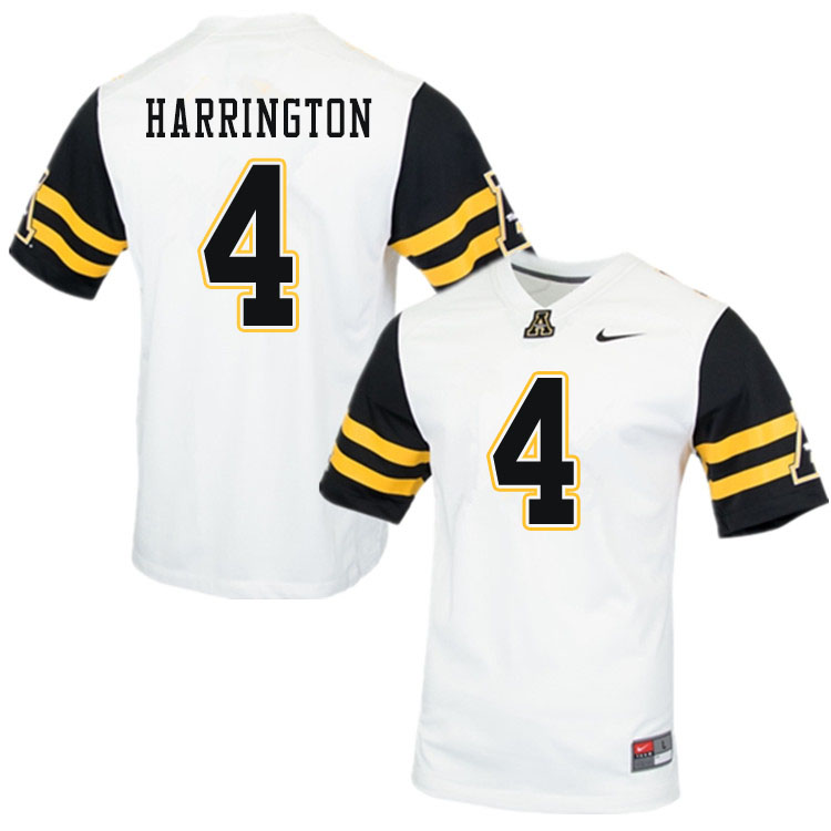 Men #4 Daetrich Harrington Appalachian State Mountaineers College Football Jerseys Sale-White